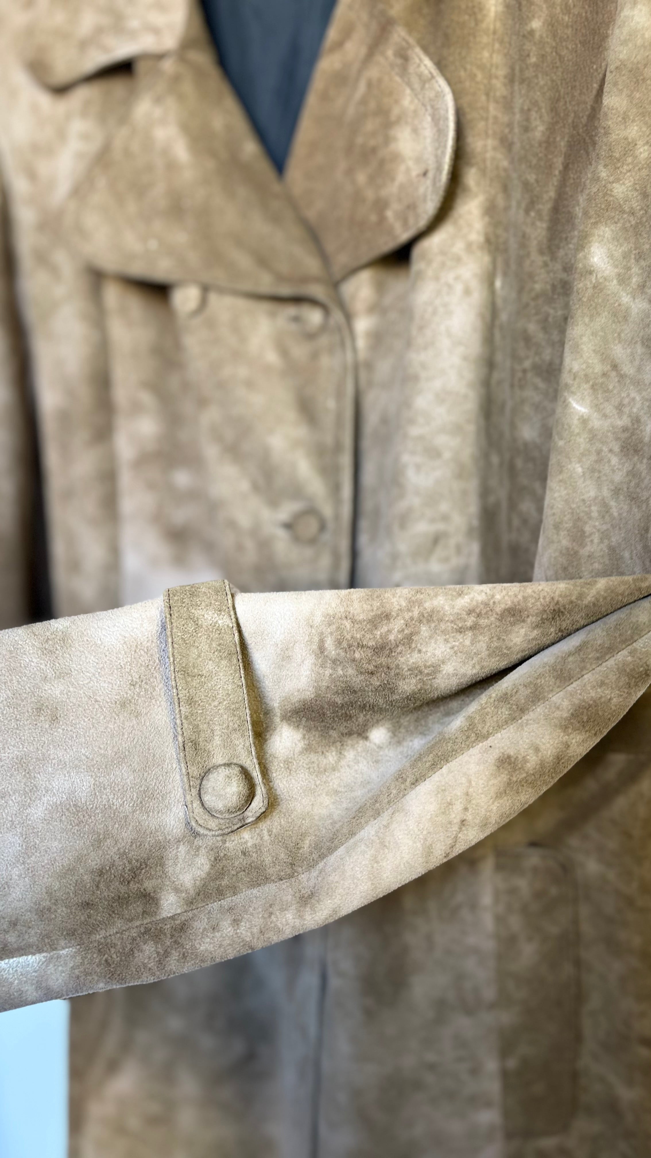 Gabardina vintage de piel auténtica efecto envejecido