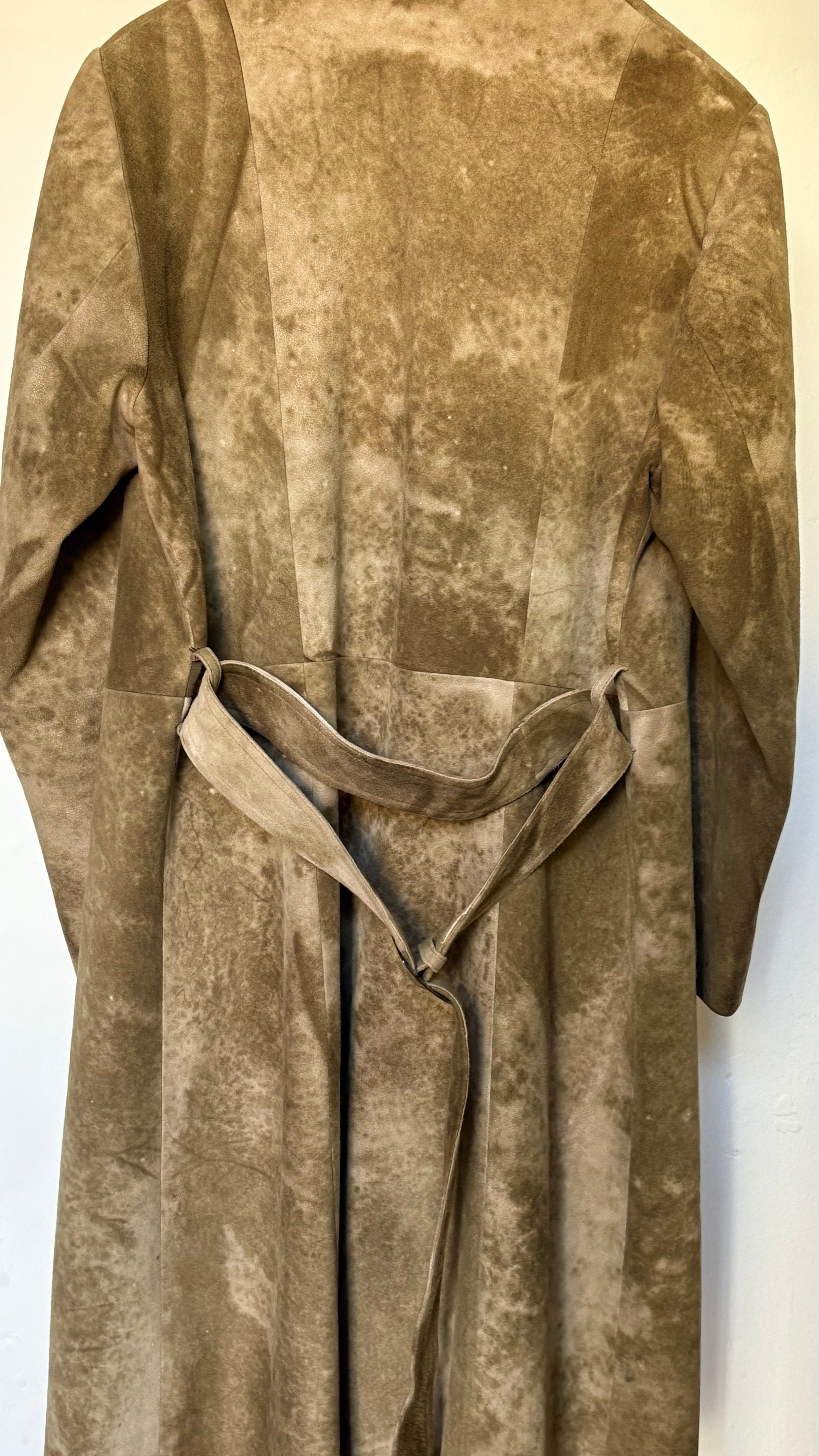 Gabardina vintage de piel auténtica efecto envejecido