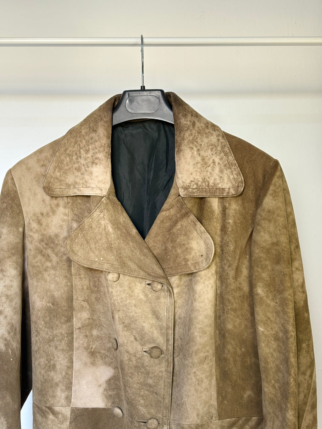 Gabardina vintage de piel auténtica efecto envejecido