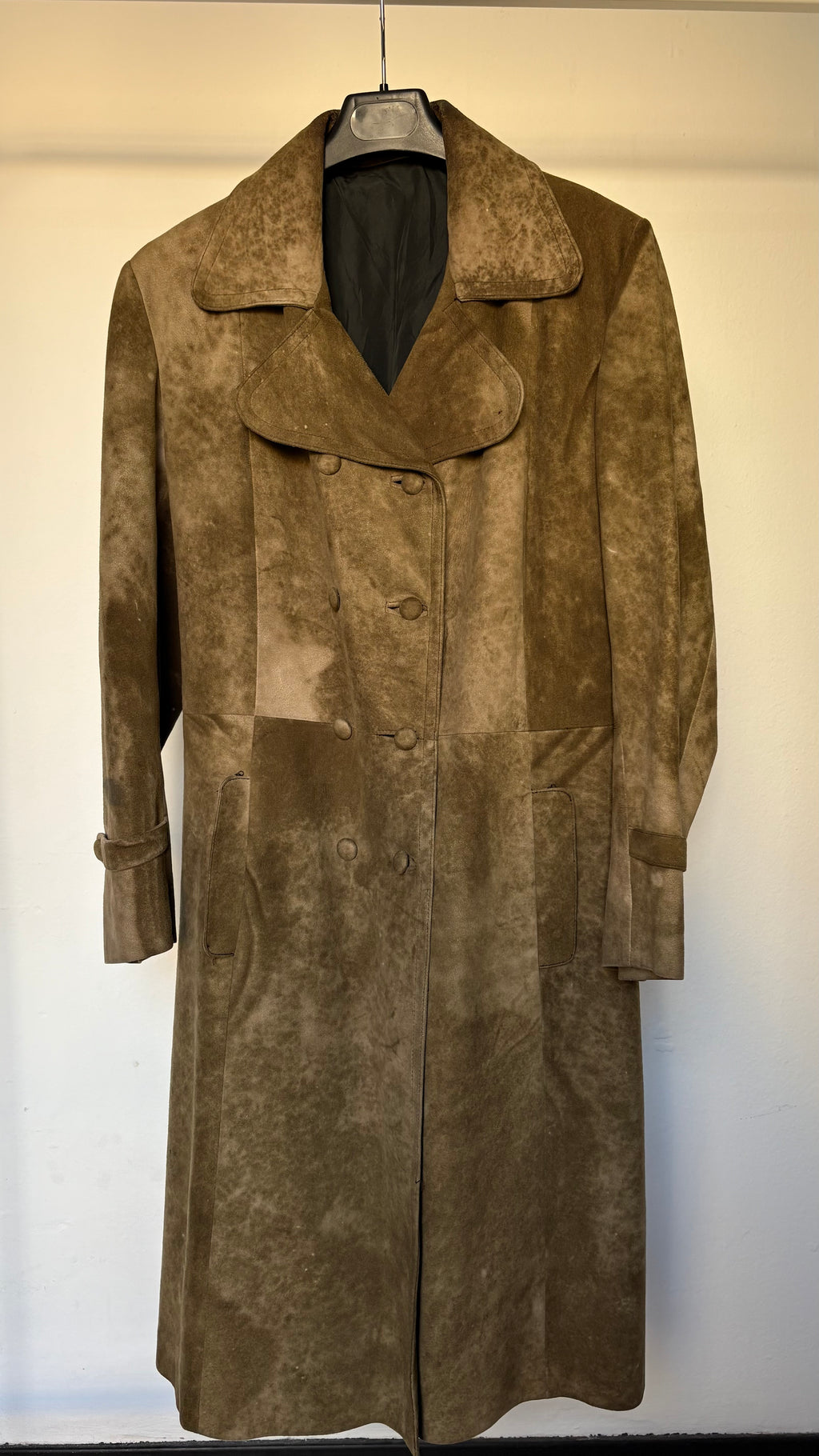 Gabardina vintage de piel auténtica efecto envejecido