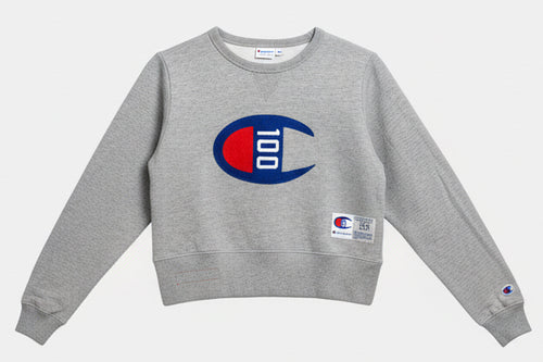 Sudadera cropped Champion 100 aniversario gris