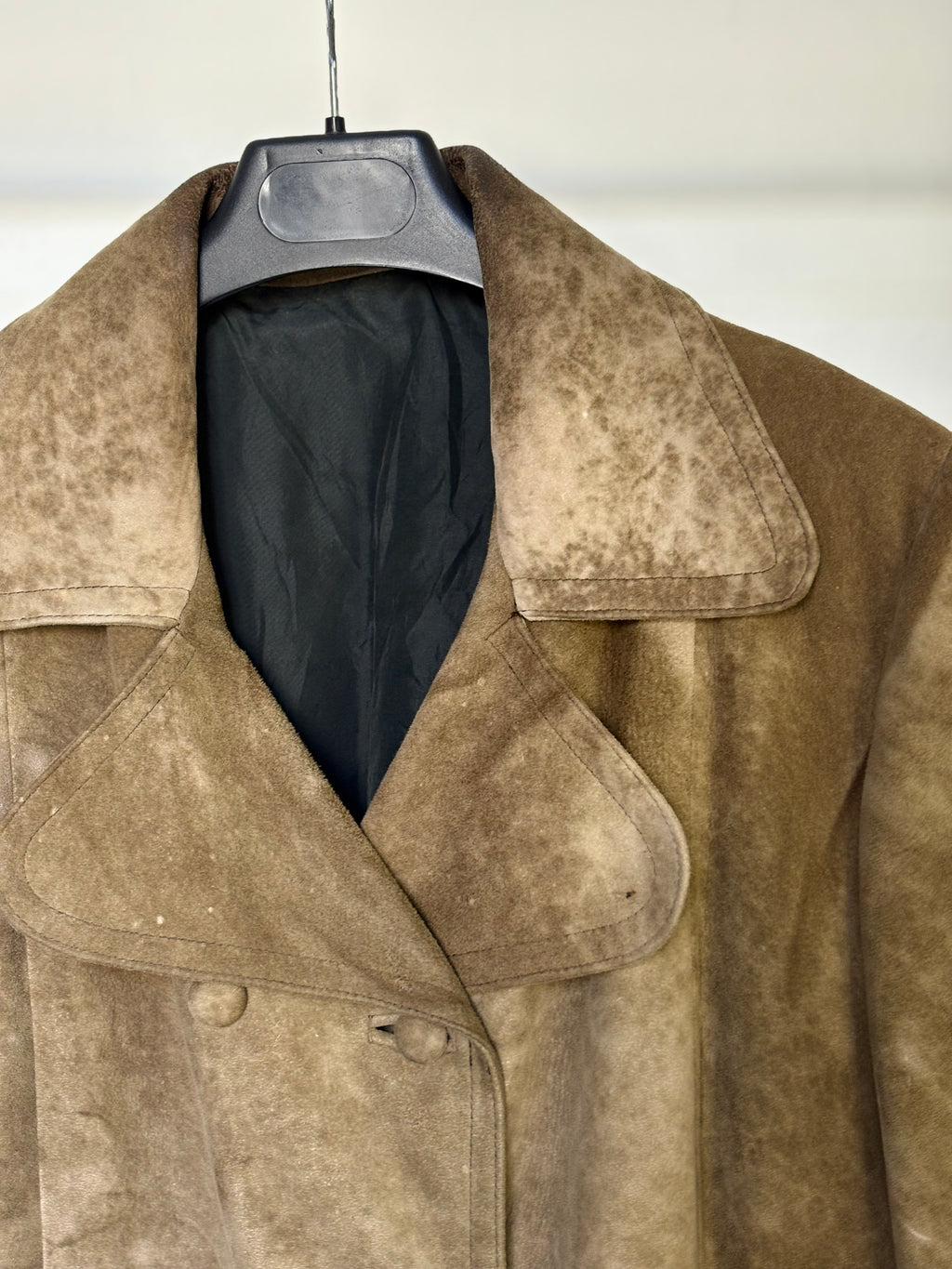 Gabardina vintage de piel auténtica efecto envejecido