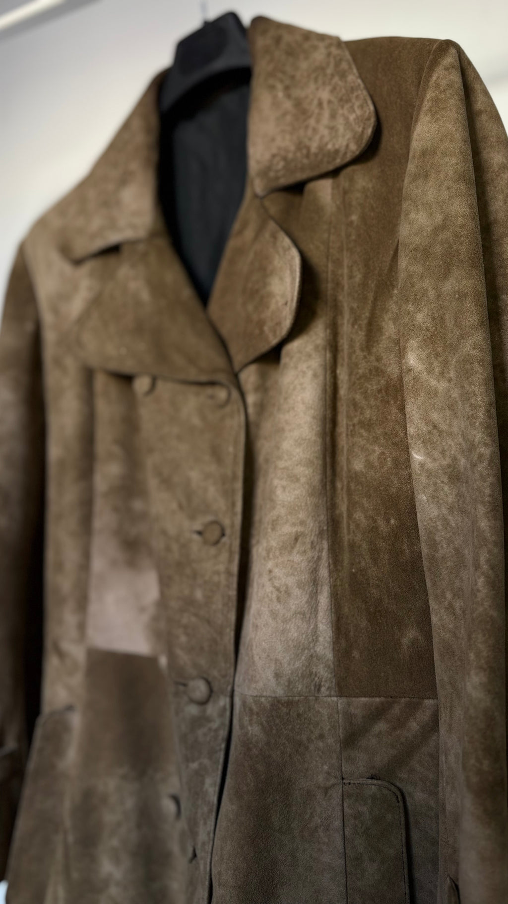 Gabardina vintage de piel auténtica efecto envejecido