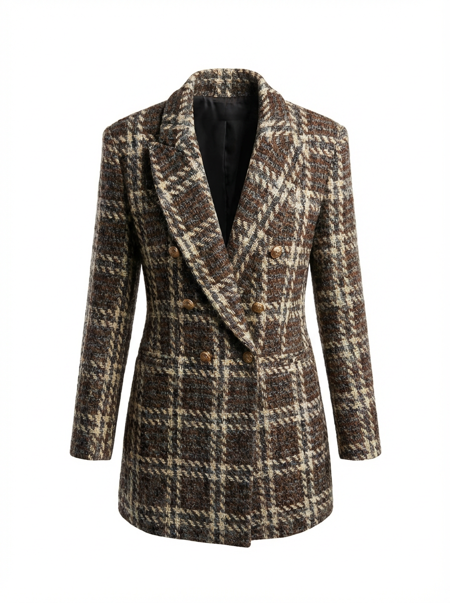 Blazer estructurado de tweed cuadros