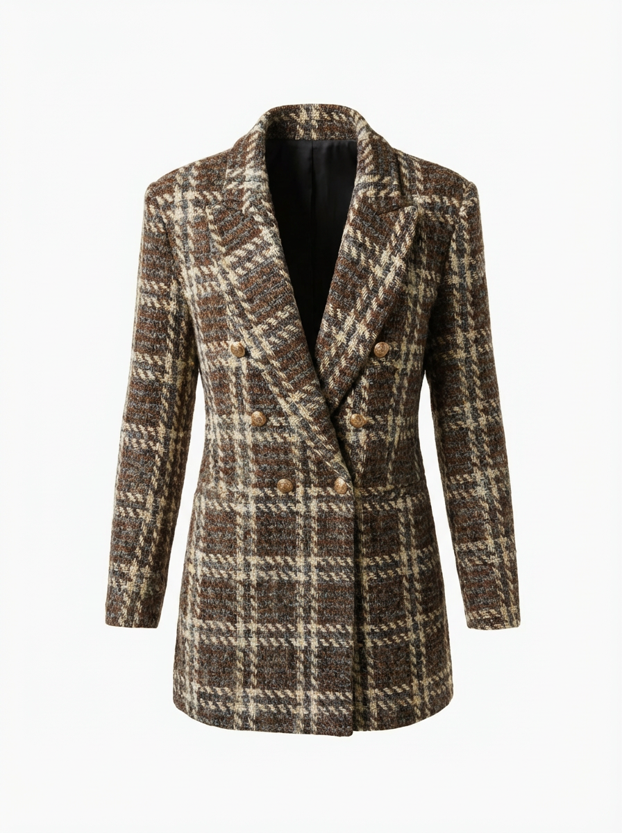 Blazer estructurado de tweed cuadros
